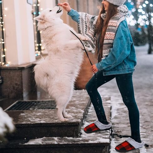 House Slippers for Women Indoor and Outdoor Memory Foam Fuzzy Slippers Bedroom Buffalo plaid Slip-on Shoes Christmas Gift in Saudi Arabia