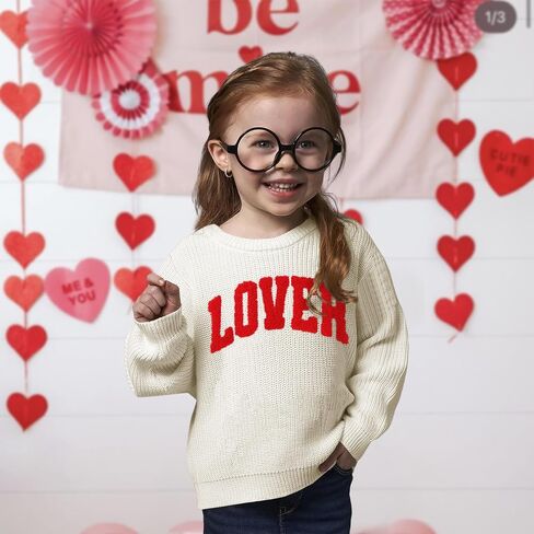 CM C & M Wodro Toddler Valentines Day Outfit Boy Girl Loving Progroeded Sweater Sweater Kid Warm Crewneck Top Pullover Sweatshirt in Kuwait