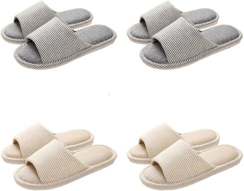 4 Pairs Spa Slippers Hotel Slippers, Non Slip Disposable Slippers for Guests Men House Slippers Washable Guest Slippers Travel Slippers Slippers for Women Indoor in Kuwait