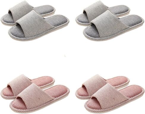 4 Pairs Spa Slippers Hotel Slippers, Non Slip Disposable Slippers for Guests Men House Slippers Washable Guest Slippers Travel Slippers Slippers for Women Indoor in Kuwait