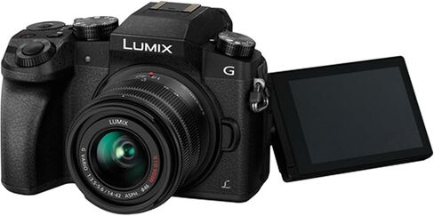 Panasonic Lumix G7 Mirrorless Camera with Panasonic Lumix G Vario 14-42mm Lens | 16MP | U Grip, Software, Filters, 128GB Memory, Tripod Bundle & More, compact, Black in Saudi Arabia