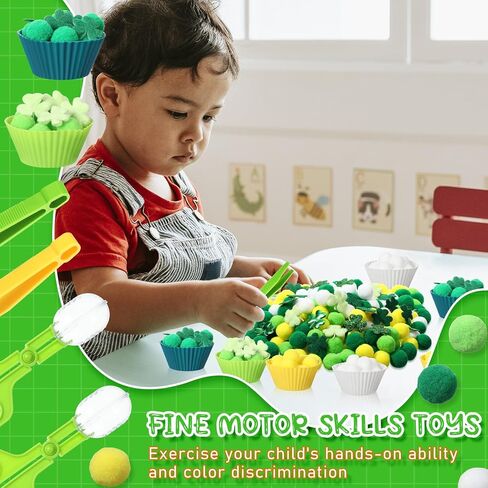 294 PCS St. Patrick's Day Forting Counting Guilt Marts Marchors Sensory Bin Shot تشمل 8 فرز أحواض 200 كرات أفخم 4 ملاقط 2 مقصات مقصات 80 زخرفة البرسيم للفتيان الفتيات in Kuwait