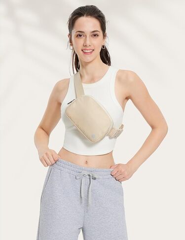 BALEAF Adjustable Strap Crossbody Belt Bag for Women Water resistant Fanny Pack Hiking Workout Running, Black in Kuwait