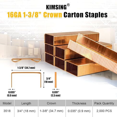 16 مقياس 1-3/8 "التاج 3/4" (18 مم) طول كرتون إغلاق المواد الغذائية 2،000 pcs in Kuwait