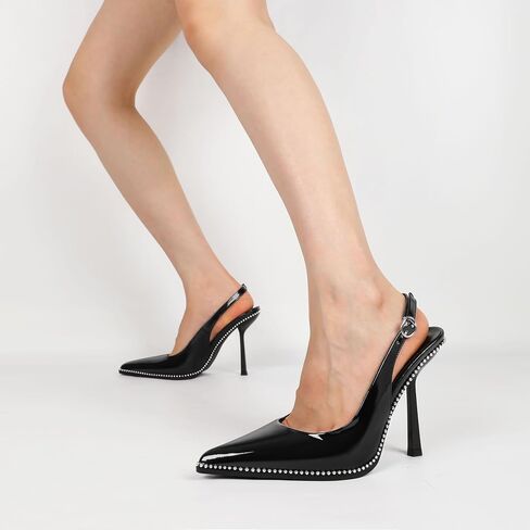 Mettesally Slingback Pumps 4 بوصات الخناجر المثيرة الكعب المسائي للنساء بالخرز in Kuwait