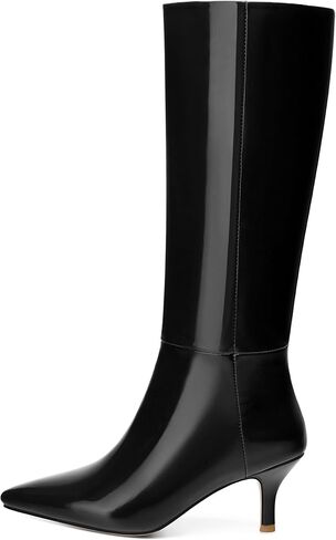 Knee High Boots for Women Stiletto Heel Pointed Toe Patent Pull on Long Boots Elegant Comfortable Fashion Tall Boots 2.6 Inch in Kuwait