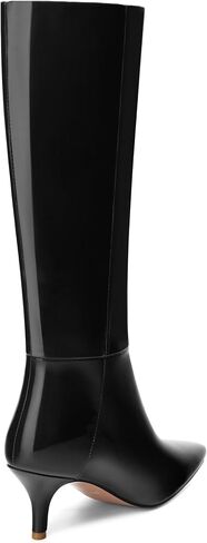 Knee High Boots for Women Stiletto Heel Pointed Toe Patent Pull on Long Boots Elegant Comfortable Fashion Tall Boots 2.6 Inch in Kuwait