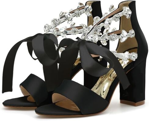 Dress First Wedding Sandal High Heels Brides Shoes Satin Open Toe Crystal Ribbon Tie Elegant Party Prom Cocktail Lace-Up Champagne in Saudi Arabia