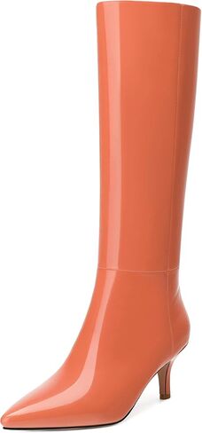 Knee High Boots for Women Stiletto Heel Pointed Toe Patent Pull on Long Boots Elegant Comfortable Fashion Tall Boots 2.6 Inch in Kuwait