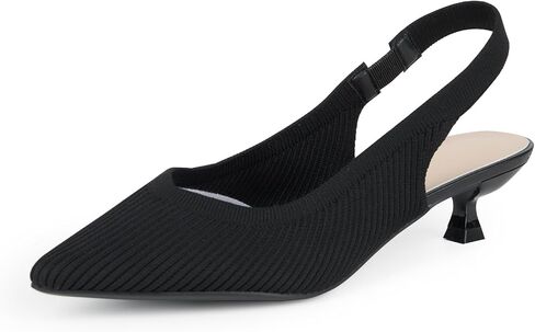 Yeojou Women's Women's Ite Slingback Heels Hitten Heel Knit Pumps Shoes in Saudi Arabia