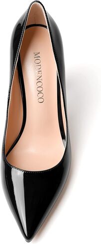 Modencoco Womens Patent Slip on Fashion Asois مدبب إصبع القدم مثير كتلة عالية الكعب مضخات أحذية أنيقة 4 بوصة in Kuwait