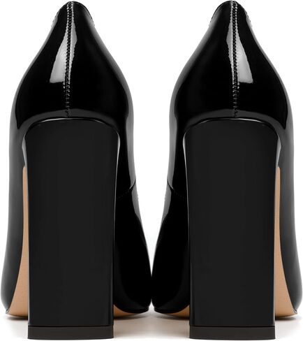 Modencoco Womens Patent Slip on Fashion Asois مدبب إصبع القدم مثير كتلة عالية الكعب مضخات أحذية أنيقة 4 بوصة in Kuwait