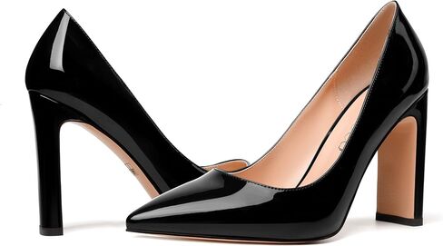 Modencoco Womens Patent Slip on Fashion Asois مدبب إصبع القدم مثير كتلة عالية الكعب مضخات أحذية أنيقة 4 بوصة in Kuwait