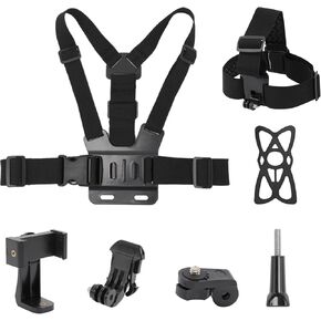 Mobile Phone Chest Strap Harness Mount Head Strap Holder Kit for POV/VLOG,Cell Phone Clip Compatible with iPhone,Samsung,GoPro Hero 9, 8,7, 6, 5, 4, 3,2, 1,AKASO,DJI Osmo,and Action Cameras…
