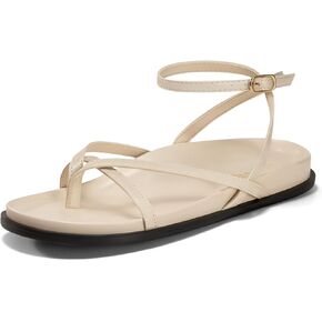 Coutgo Womens Strappy Flat Sandals Comfortable Flip Flop Footbed Sandals Ankle Strap Summer Beach Shoes