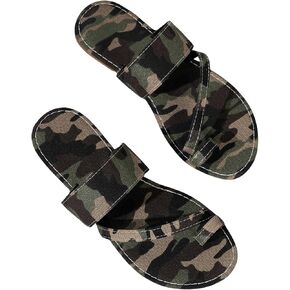 GORGLITTER Women's Camo Flat Sandals Open Toe Strap Vacation Slide Sandals