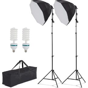 Pioneerworks Softbox Firtbox Lighting Kit ، مجموعة إضاءة مستمرة مع 2pcs 135w 5500k ، إضاءة استوديو الصور الاحترافية لتسجيل الفيديو ، تصوير صورة in Kuwait