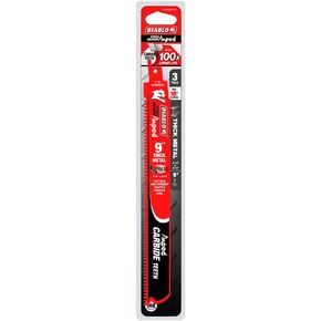 Diablo Amped Steel Demon Carbide Teeth Reciprocating Saw Blade for Thick Metal - 100x Longer Cutting Life - 9" Length, 8 TPI, 3-Pack - DS0908CFA3