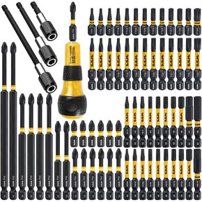 69Pcs Impact Type Screwdriver Bit Set, 1/4 Inch Hex Shank, Phillips And Torx Screwdriver Bit Set With Yellow Black Ball Grip Screwdriver Handle And 3Pcs Hex Shank Quick Release Bar