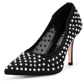 Women's Sexy Stiletto High Heel Air Mesh Rhinestone Pumps Slip On Pointed Toe Dress Party Shoes.