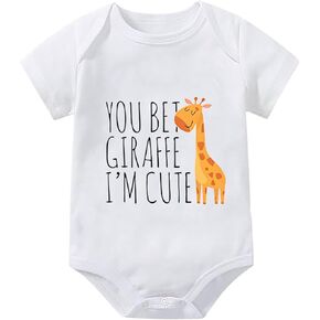 You Bet Giraffe I'm Cute Baby Clothes Short Sleeve Funny Infant Romper White Newborn Outfits