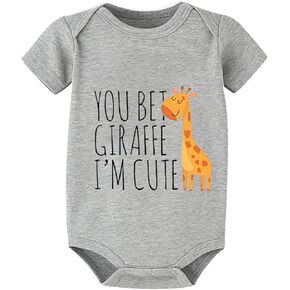 You Bet Giraffe I'm Cute Baby Clothes Short Sleeve Funny Infant Romper White Newborn Outfits