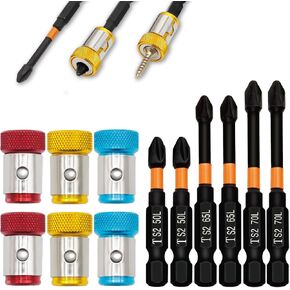 6 Pieces Strong Magnetic Screw Ring With 6 Pieces Ph2 Screwdriver Bit Set, 1/4 Inch/ 6.35 mm Universal Magnetic Screw Ring Bit for Hex Screwdriver and Power Bits in Kuwait