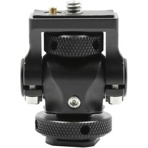 Reflex Camera Camera Monitor Mount with Cold Shoe, 360 Degree Swivel & 180 Degree Tilt Adjustable DSLR Mount Compatible with 5" & 7" Field Monitor - 1/4" Screw & Locating Pin, 2.5Kg Load Capacity