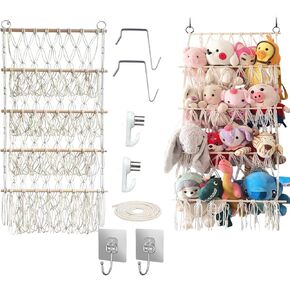 Stuffed Animal Net - 4 Tier Stuffed Animal Hammock Corner, 17x42 IN Plushie Net, Stuffed Animals Corner Wall Hanging,Toy Storage Organizer Holder, Small Stuffed Animal Netfor for Kids Girls Boys