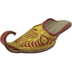 Punjabi Mojaris Shoes Back Open Rewari Jutti Khussa for Traditional Indian Red Gold Footwear Ethnic Peshawari Jootis