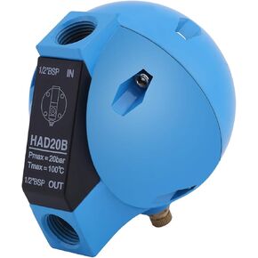 Round Float Drain Valve, Air Compressor Spherical Reverse Osmosis System Drainer Automatic Condensate Mechanical Drainage Push in to Connect Pipe Hose Tube for Aquaculture Tank 1/2BSP 400L/H 20Bar