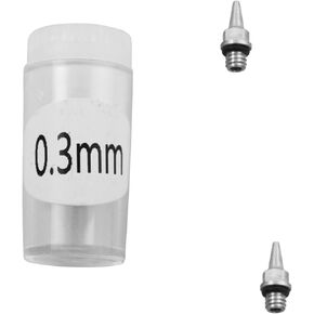 LQ Industrial 2PCS 0.3mm Air Brush Replacement Nozzle, Metal, Needle Valve, Airbrush Nozzle Replacement, Suitable for Iwata Guns