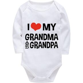 I Love My Grandma And Grandpa Newborn Outfit White Infant Baby Clothes