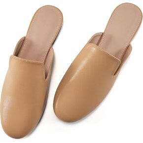 Womens Mules Work Shoes: Black Comfortable Dress Slip On Flats for Indoor Outdoor Walking
