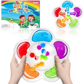 Color Sorting Sensory Toys, Travel Toys for Toddlers 1-3 Autistic Sensory Toys for Kids 1-5 Easter Basket Stuffers for Kids Autism Toys Fine Motor Activities for Boys Girls Birthday