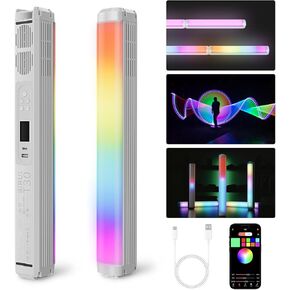 SIRUI 30W RGB LED Video Light Stick, T30 Tube Light, 2500K~7000K, 2580 lux/0.5m, TLCI 98, CRI 96, 6 Pixel Effects, 13 Light Effects, Full-Color LED Light, Reverse Charging, Magnetic Light, White
