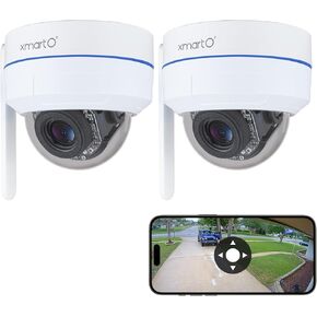 xmartO [2-Pack AI Tracking Dome CAM] 2K HD Metal Dome PTZ Wireless Security Camera with Automatic Tracking, 2-Way Audio and Night Vision (Standalone WiFi Camera, DPM3034-Q2)