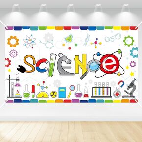 ANGOLIO Chemical Science Backdrop Banner Decorations - Extralarge Chemical Science Themed Background Science Lab Background for Kids School Lab Science Supplies Birthday Party Photo Props