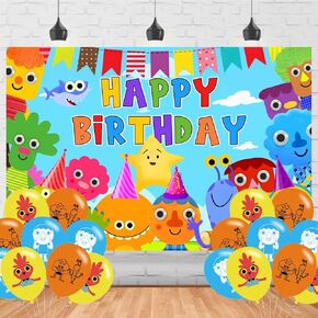 Super Simple Songs Birthday Party Backdrop,Super Simple Songs Birthday Party Decoration,Super Simple Songs Birthday Banner Shoot Photo Backgrounds Props 5x3ft