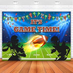 Avezano Football Backdrop It's Game Time Sports Birthday Party Decorations Football Theme Baby Shower Party Background (7x5ft, 83x59inch)