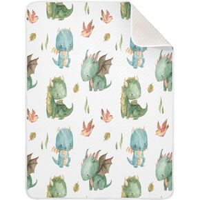 Kigai Cute Dragon Baby Blanket for Boys Girls, Soft Cozy Reversible Nursery Receiving Swaddle Blanket for Toddler Infant Crib Stroller Travel, 30x40 in