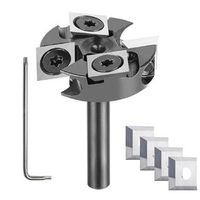 SpeTool 1/4 Inch Shank 1-1/4" Cutting Diameter Spoilboard Surfacing Router Bit 2+2 Inserts Cutter Planing Bit Flycutter Leveler Slab Flattening Router Bit ，4 Additional Carbide Inserts