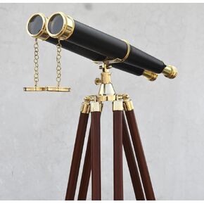 Solid Brass Standing Binoculars for Adults, Nautical Decor Binoculars for Bird Watching, Standing, Vintage, Antique, Outdoor, Hiking, Tripod, Binoculars, Hunting, Camping, Marine
