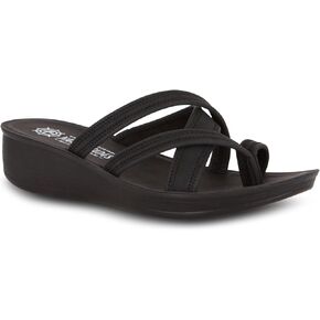 Keegan Women’s Wedge Sandal – Comfortable Open-Toe Wedges with Cushioned Insole, Available in Black & Navy, Medium Width Sizes 6-10