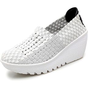 Touchmosees Women's Platform Wedge Sandals Woven Pumps Mary Jane Shoes Comfortable Walking Shoes