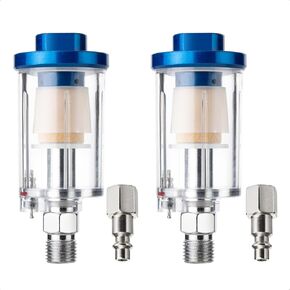 Air Dryer & Water Oil Separator for Compressor, with Air Coupler Plug, 1/4'' NPT Inline Moisture Filter for Spray Paint Guns, Pneumatic Tools & Air Line (2 Pack)