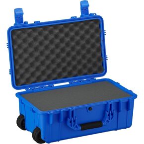 Condition 1 22" Large Rolling Lockable Hard Storage Case with Foam, Model 300, Waterproof Protective Box for Camera, Tactical, Scientific Gear, Made in USA, 21.84"x13.82"x9", Blue