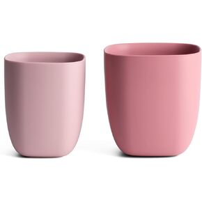 Silicone Dinnerware Cups for Kids, Unbreakable Open Cup, 2 Pack Drinking Open Cups (Cambridge Blue+Shifting Sand)