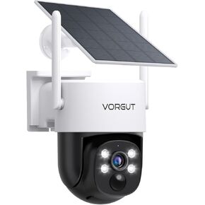 Solar Security Camera Wireless Outdoor, 4MP 360° PTZ Solar Camera for Home Security with Solar Panel, Spotlight Color Night Vision, Human Detection, 2-Way Talk