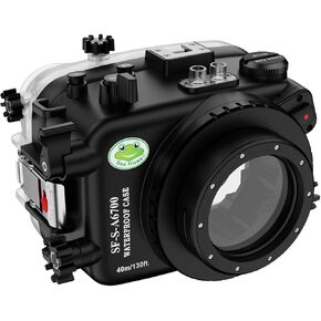 Sea frogs Underwater Camera Case Compatible with Sony A6700 IPX8 40m/130ft Maximum Diving Depth Waterproof Camera Housing for Diving, Surfing, Rowing, Skiing (YD-A6700 WA005-B), Black